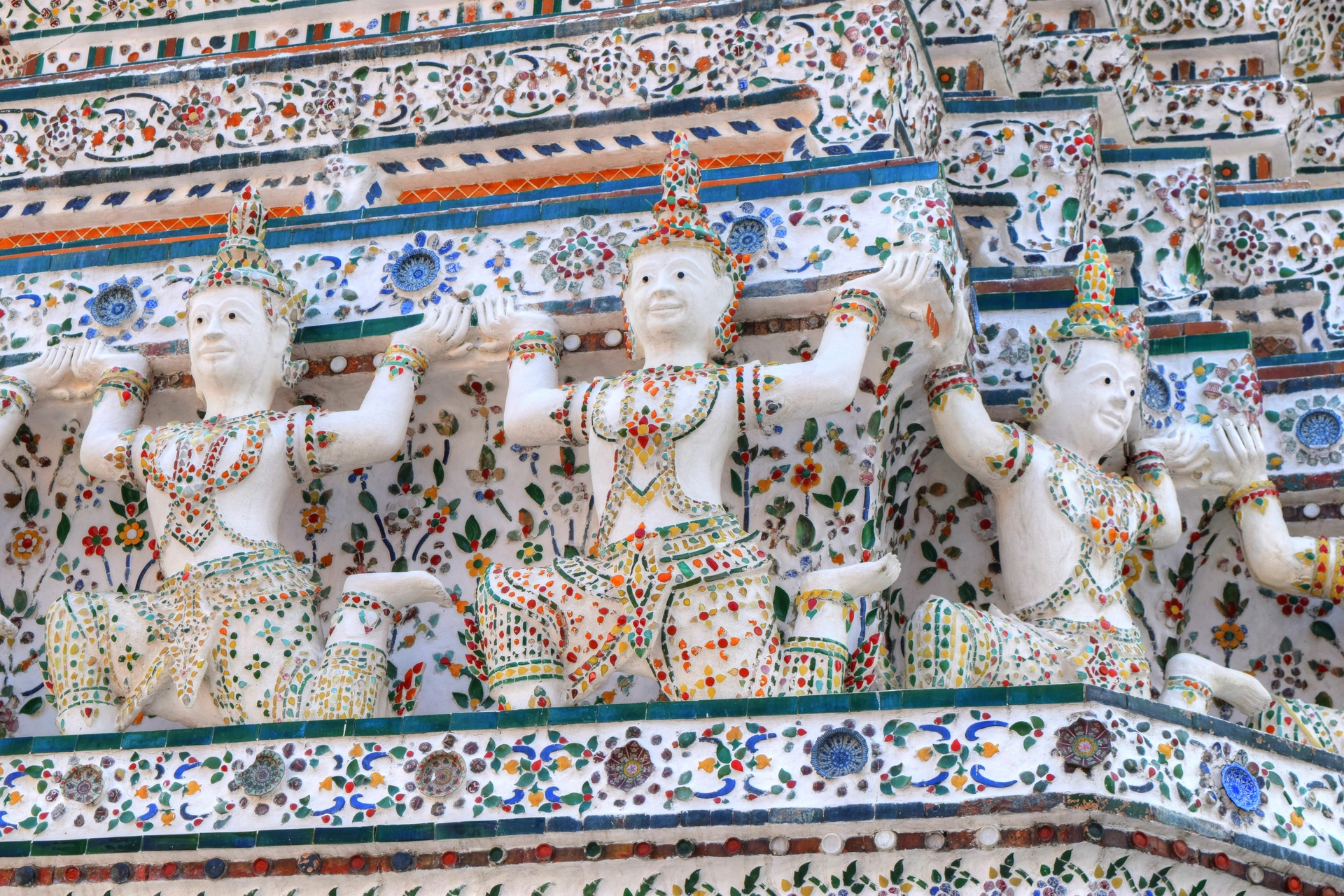 Temple Wa Arun, mosaïque, Bangkok