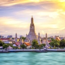 Temple Wat Arun sur la rivière Chao Phraya, Thaïlande