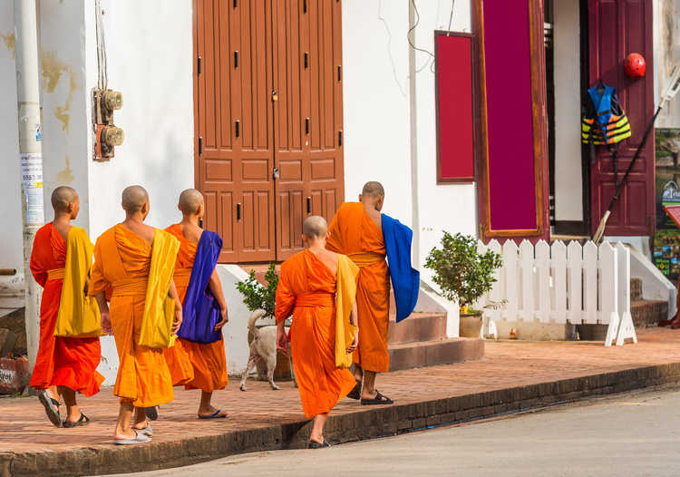 jeunes moines à Luang Prabang, Laos